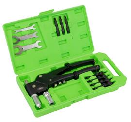 Klešta za pop nitne 2,4-4,8 mm u plastičnom koferu sa pop nitnama sa okretnom glavom 360 JBM